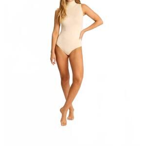 NEW COMMANDO prima ballet sleeveless mockneck bodysuit in ivory